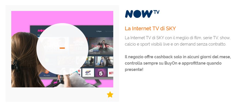 BuyOn cashback NowTV